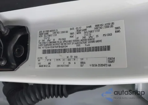 2017 Ford F-150 Xlt из США, поврежденный, VIN 1FTEW1E87HFB42024